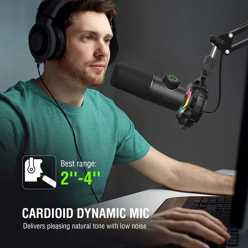 RGB Dynamic Gaming Microphone – Tap-to-Mute & Headphone Monitoring