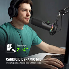 RGB Dynamic Gaming Microphone – Tap-to-Mute & Headphone Monitoring