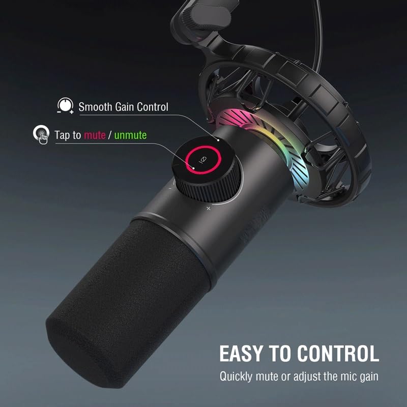 RGB Dynamic Gaming Microphone – Tap-to-Mute & Headphone Monitoring