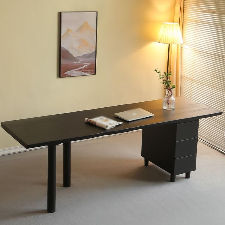 Modern Solid Wood Computer Desk – Natural Edge Gaming Workstation