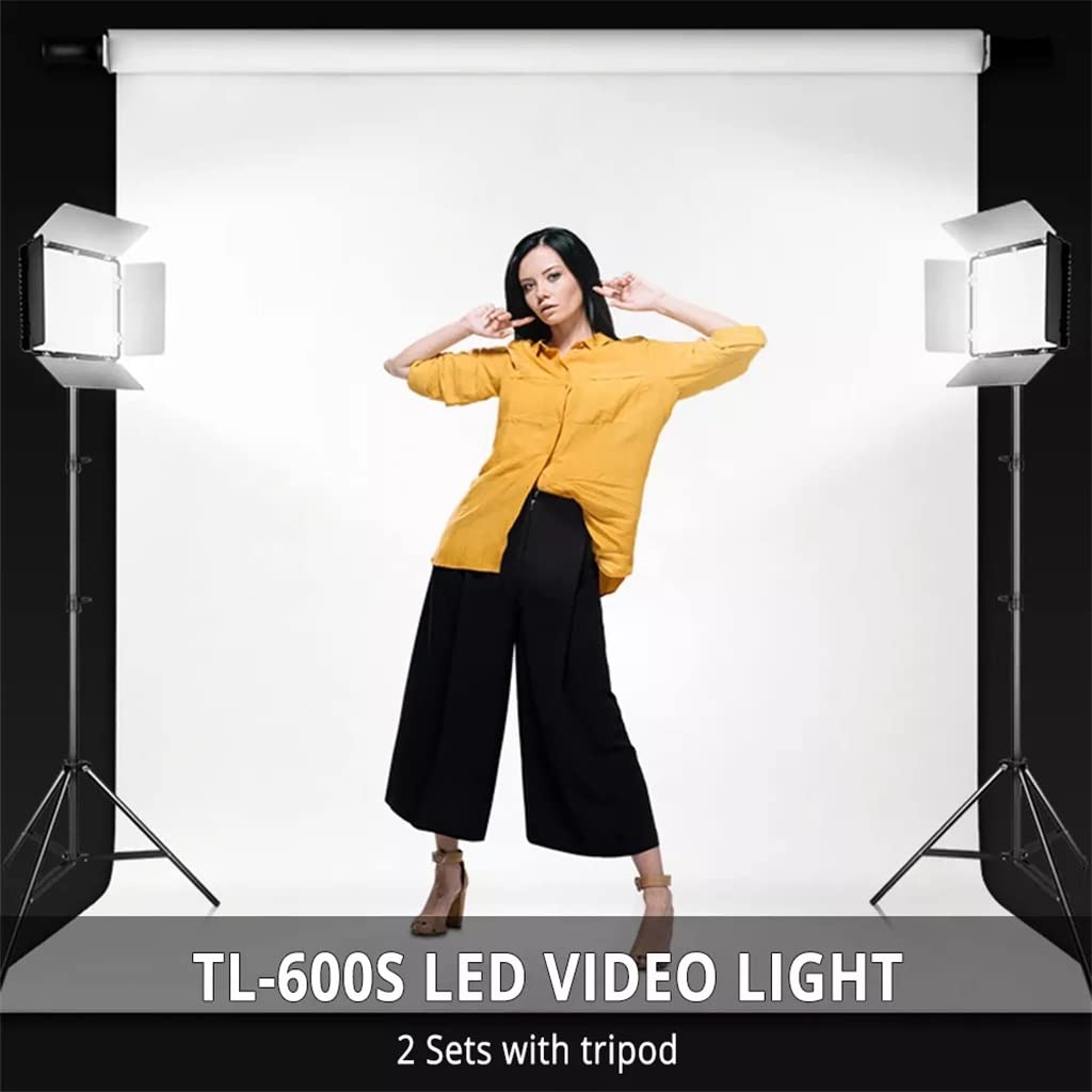 5600K LED Studio Video Lights with Tripods – 2-Piece Set