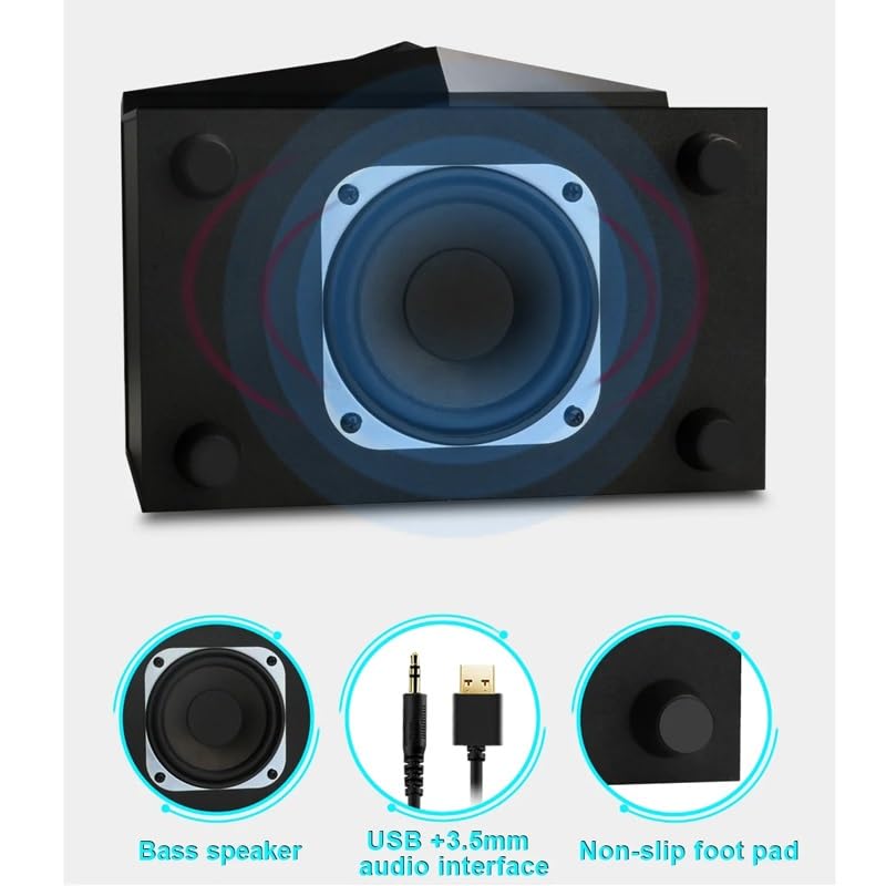 RGB 2.1 Gaming Soundbar – Stereo Surround & Deep Bass