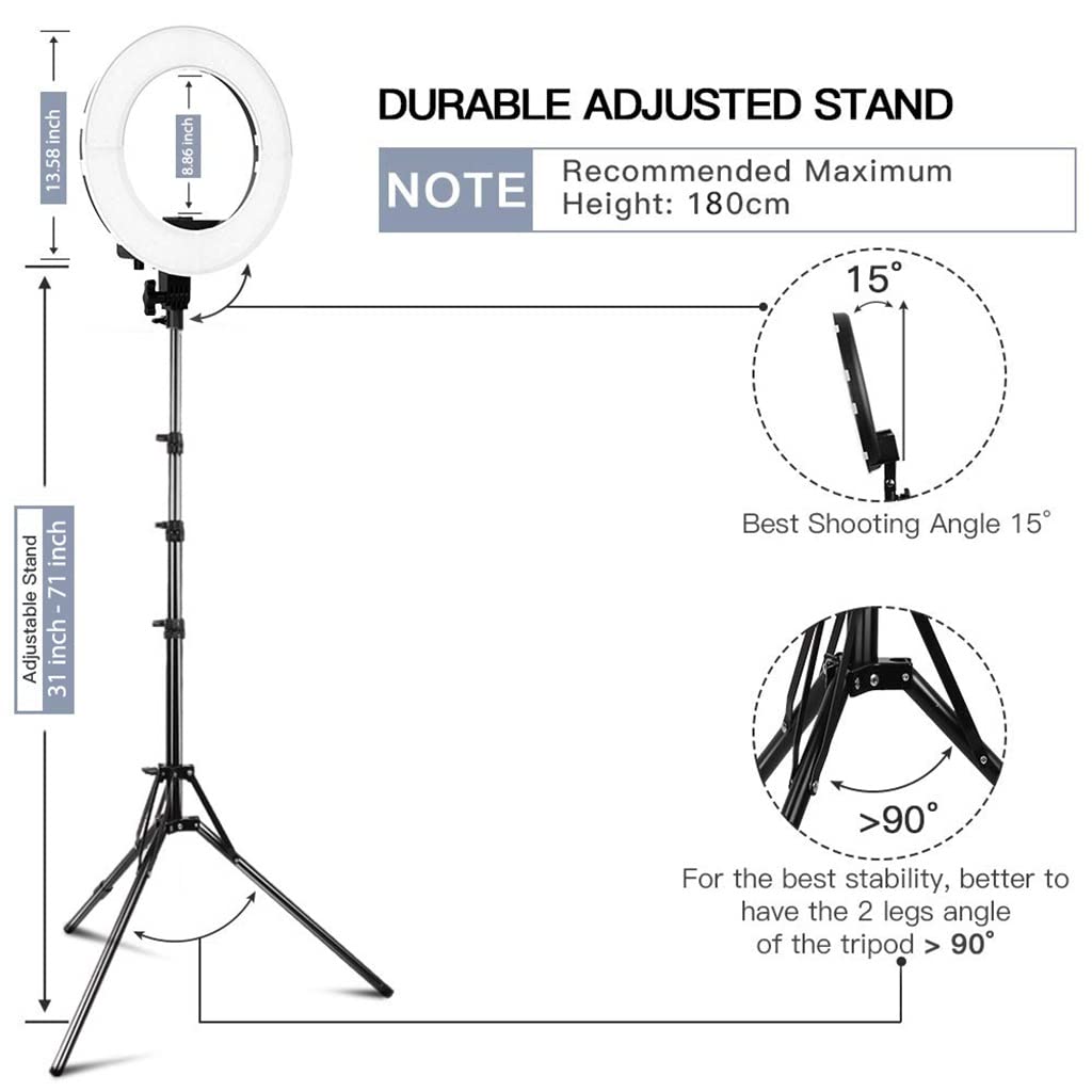 14-Lamp LED Ring Light with Stand & Phone Holder