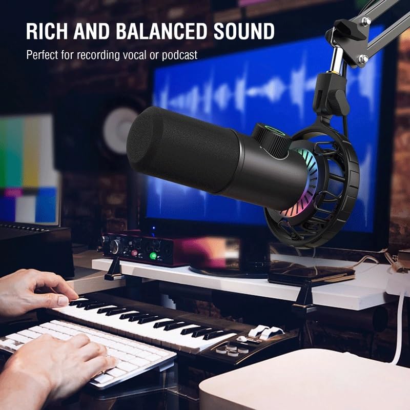 RGB Dynamic Gaming Microphone – Tap-to-Mute & Headphone Monitoring