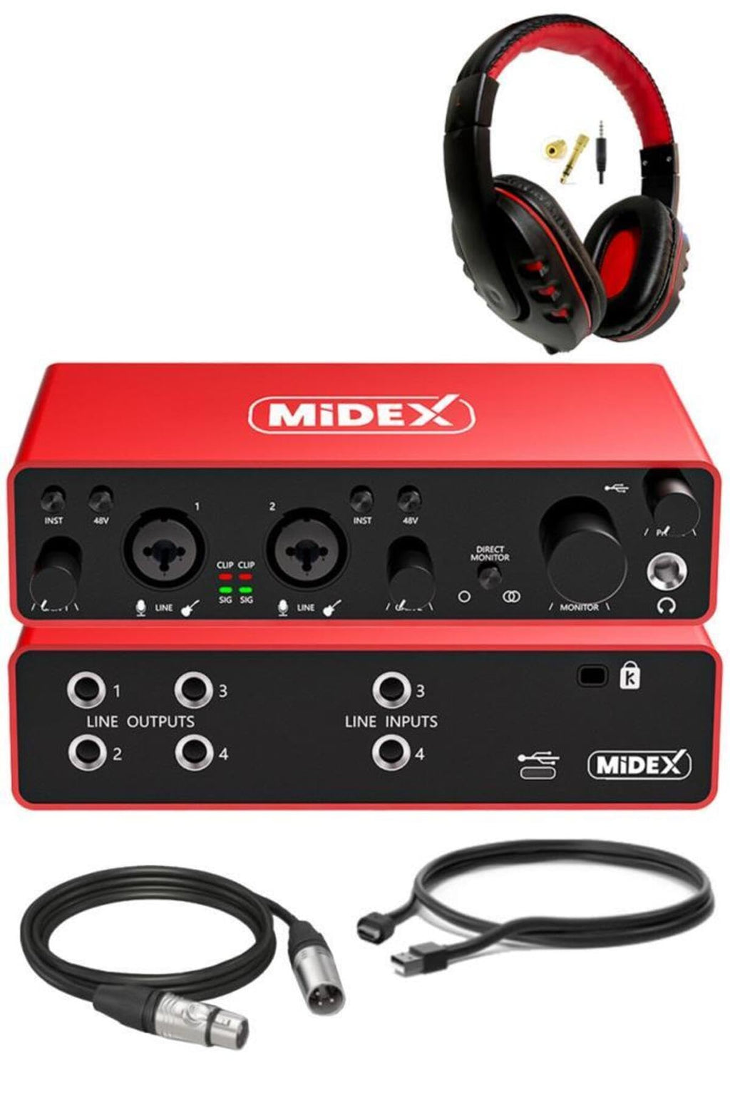 4-In/4-Out USB Audio Interface – Professional Recording