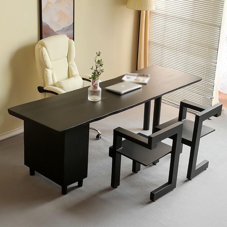 Modern Solid Wood Computer Desk – Natural Edge Gaming Workstation