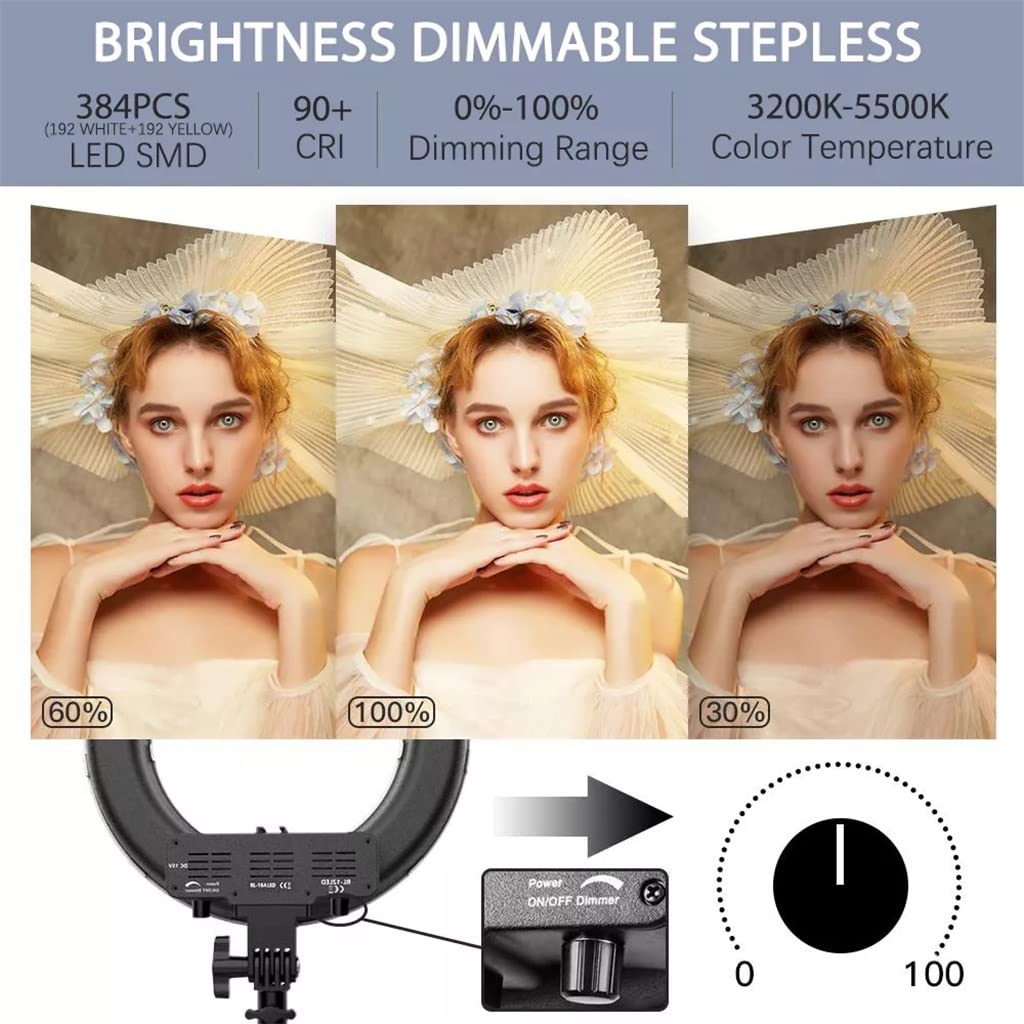 14-Lamp LED Ring Light with Stand & Phone Holder