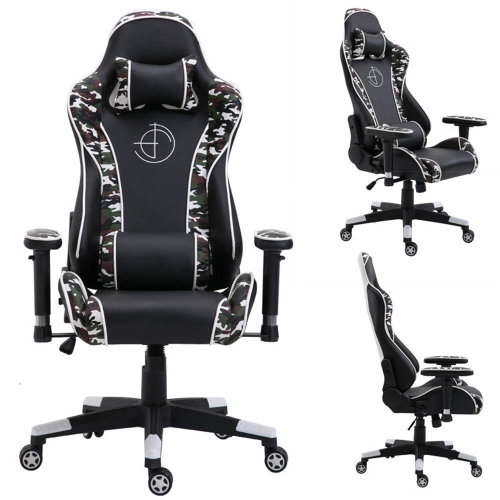 Ergonomic Reclining Gaming Chair – PU Leather, Black