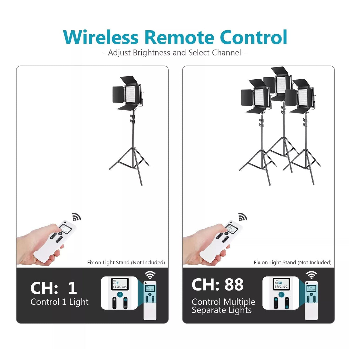 660 LED Video Light Kit – Dimmable Panels with Remote & Stands, 2-Pack
