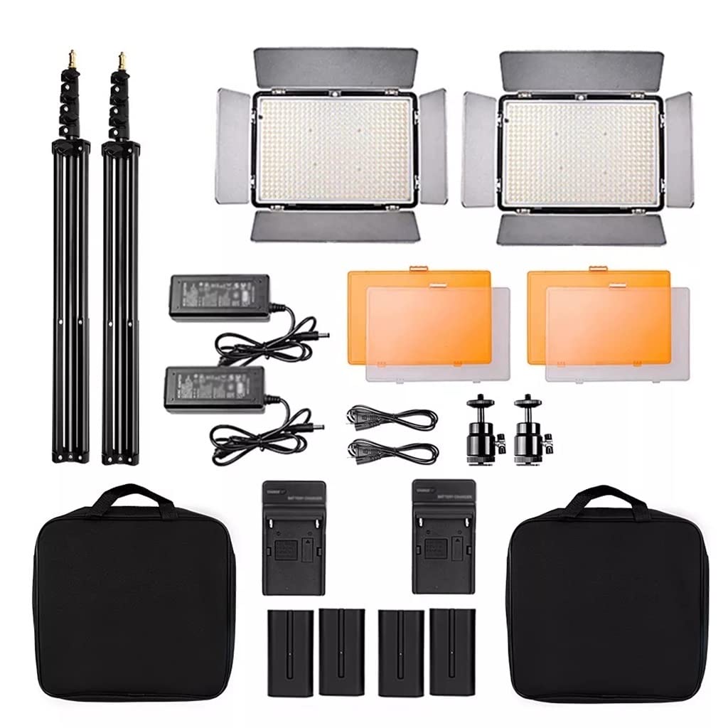 5600K LED Studio Video Lights with Tripods – 2-Piece Set