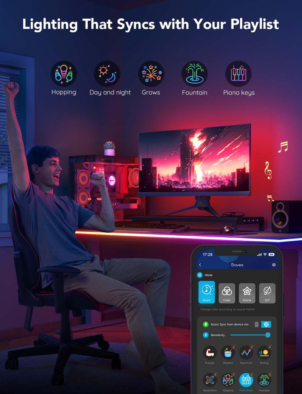 Govee RGBIC Neon Gaming Lights for Desk