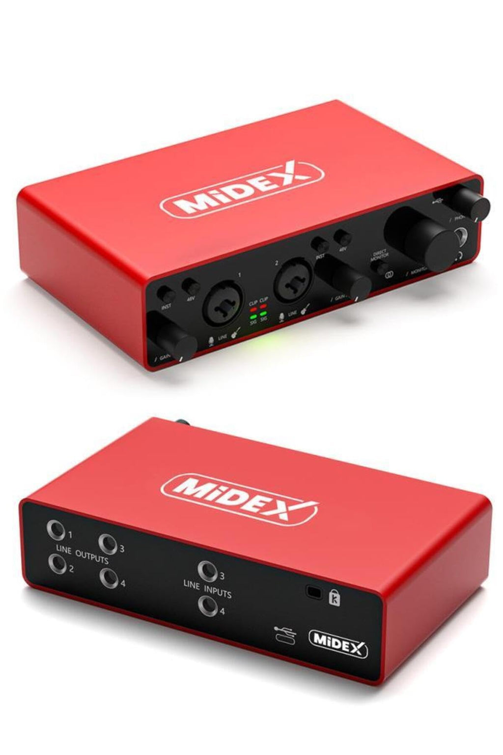 4-In/4-Out USB Audio Interface – Professional Recording