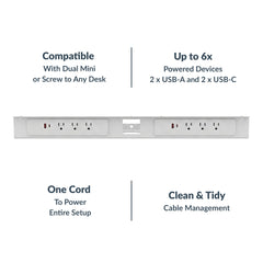 Desky Mini Cable & Power Tray Compact Cable Tray for Tidy Desks No Power