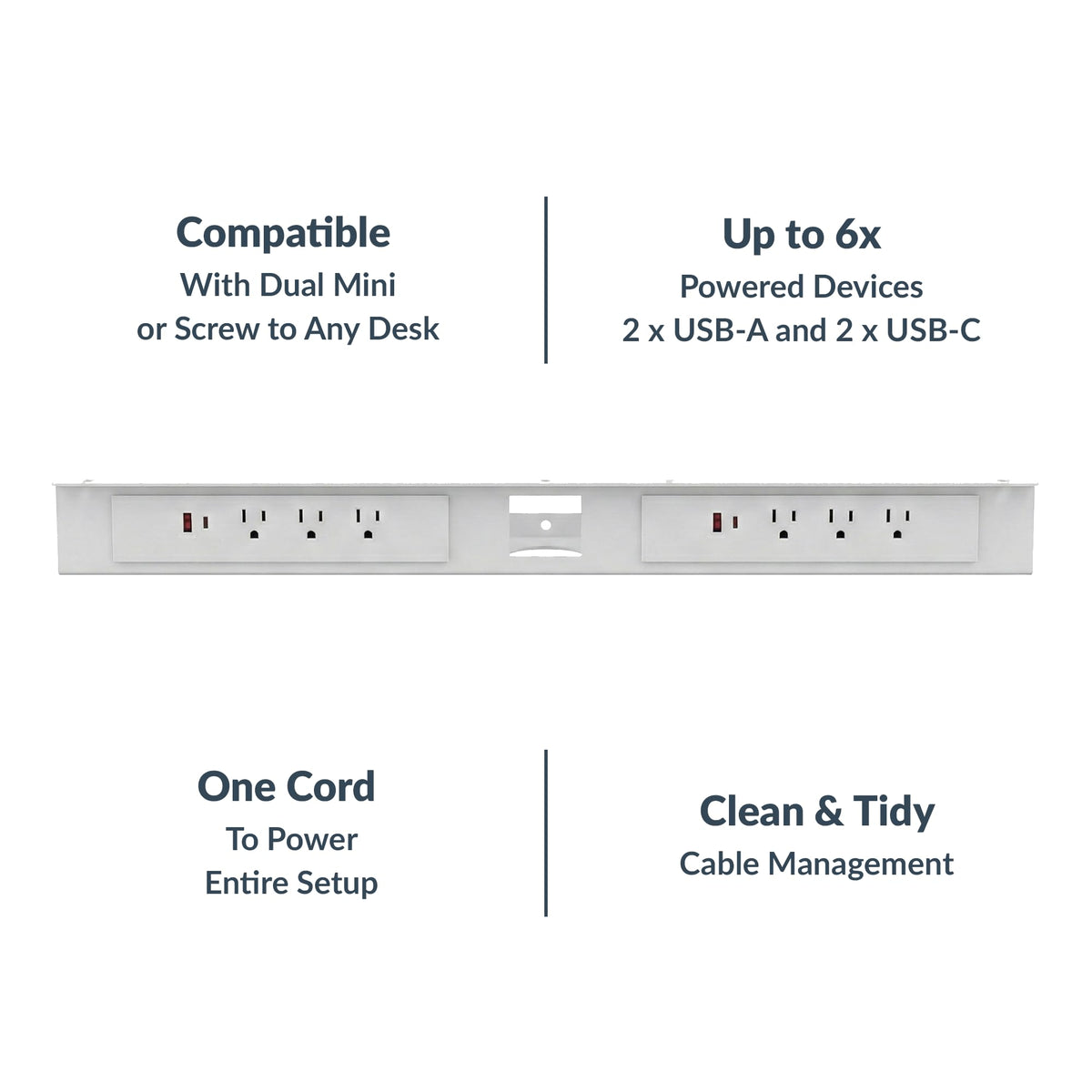 Desky Mini Cable & Power Tray Compact Cable Tray for Tidy Desks No Power