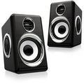 USB & AUX Desktop Speakers – 8W Bass Stereo, White & Peach