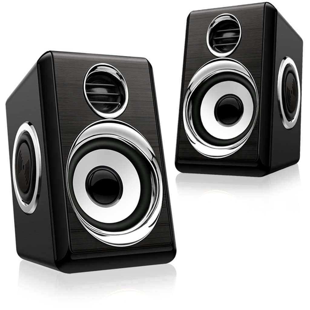 USB & AUX Desktop Speakers – 8W Bass Stereo, White & Peach
