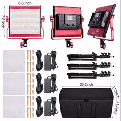 LED Video Light Panel with Tripod – 3200K–5600K, Red