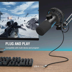 RGB Dynamic Gaming Microphone – Tap-to-Mute & Headphone Monitoring