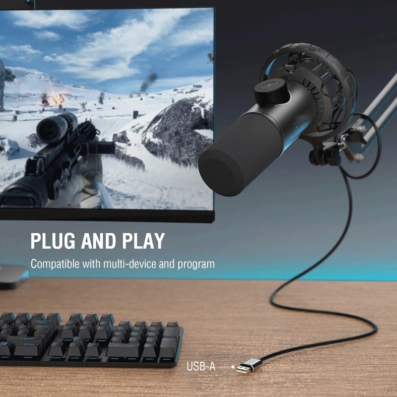 RGB Dynamic Gaming Microphone – Tap-to-Mute & Headphone Monitoring