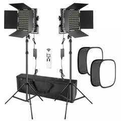 660 LED Video Light Kit – Dimmable Panels with Remote & Stands, 2-Pack