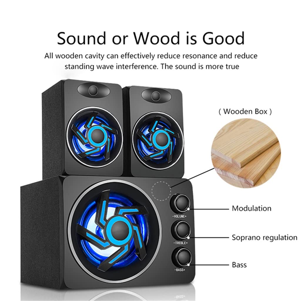 2.1 Gaming Desktop Speakers with Subwoofer & LED Lightin
