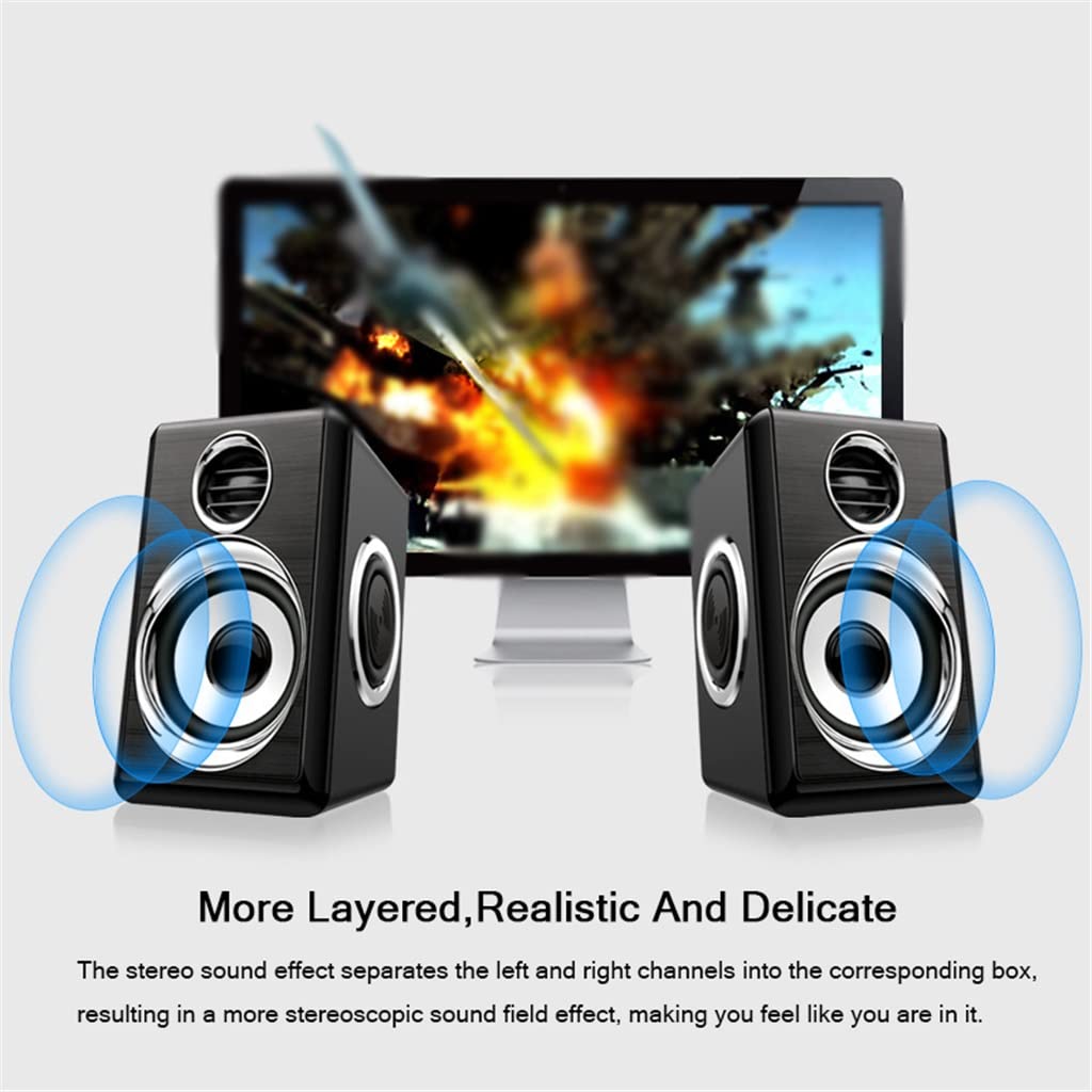 USB & AUX Desktop Speakers – 8W Bass Stereo, White & Peach