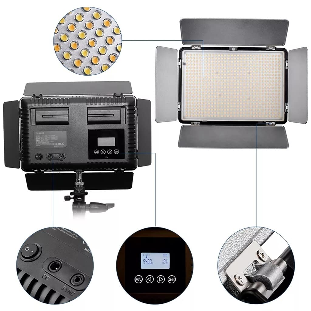 5600K LED Studio Video Lights with Tripods – 2-Piece Set