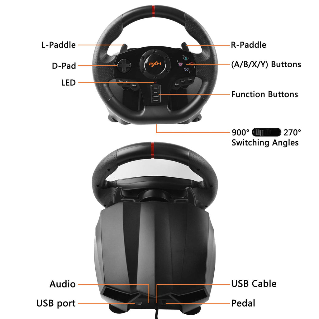 270°/900° Racing Wheel & Pedals – Multi-Platform Compatible
