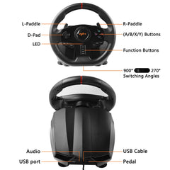 270°/900° Racing Wheel & Pedals – Multi-Platform Compatible