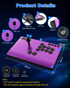 Leverless RGB Arcade Controller – Magnetic Switches, Aluminum, Purple