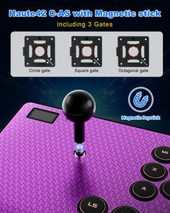 Leverless RGB Arcade Controller – Magnetic Switches, Aluminum, Purple
