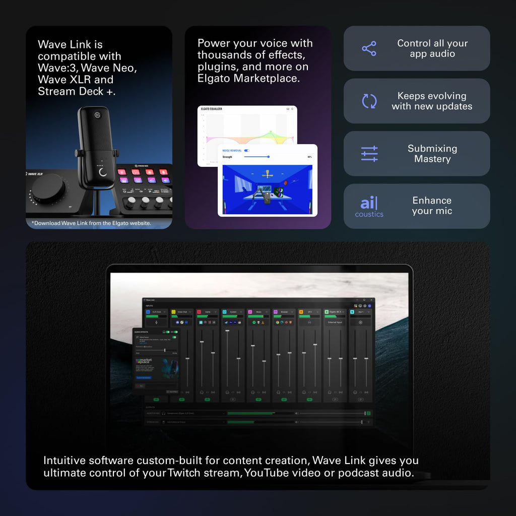 Stream Control Deck with Audio Mixer & Studio Controller