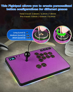 Leverless RGB Arcade Controller – Magnetic Switches, Aluminum, Purple