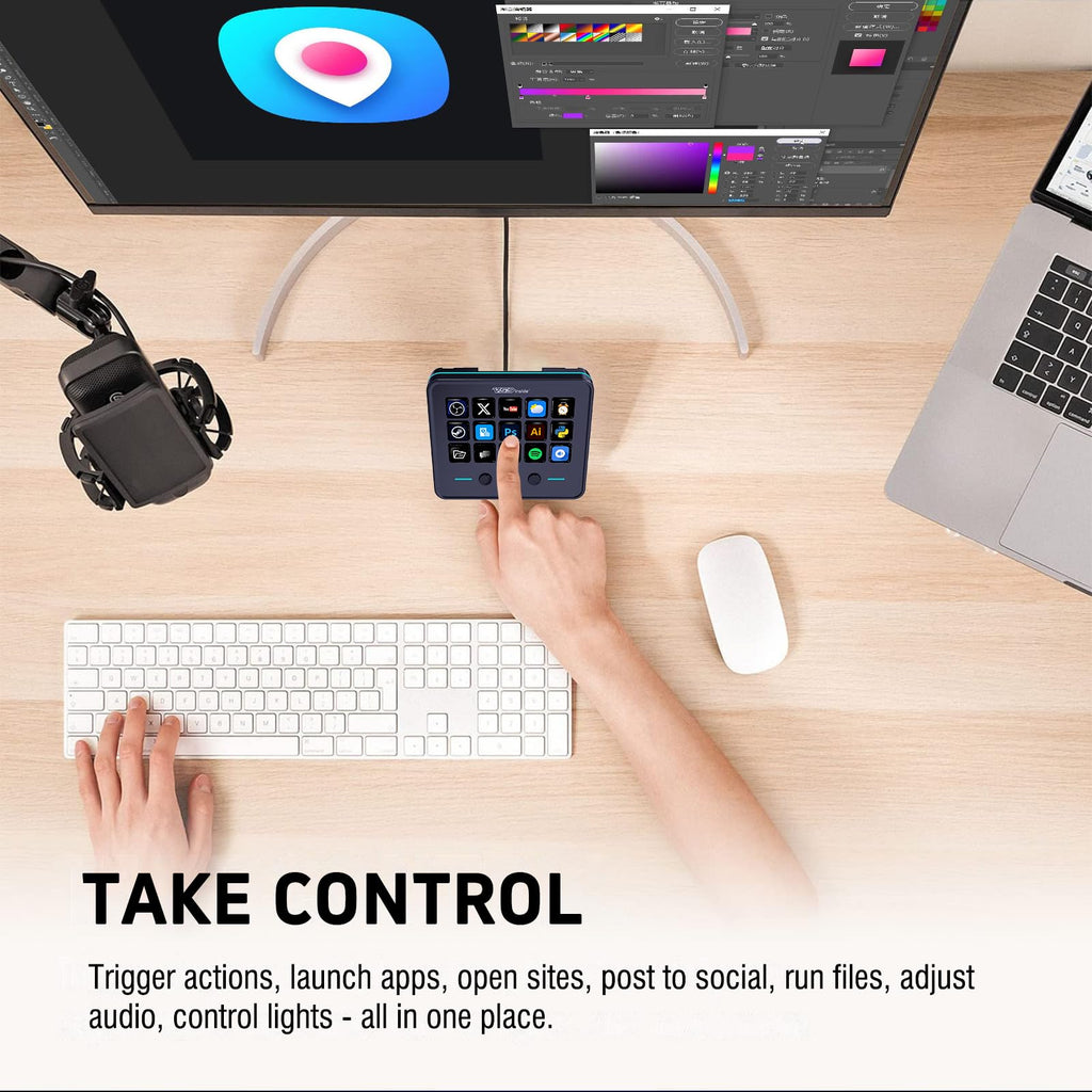 18-Key Stream Control Deck – Programmable Macro Keypad with Custom Display