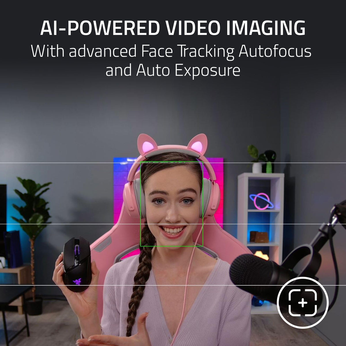 4K Webcam – Large Sensor, Auto Light Correction & Built-In Mic