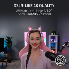 4K Webcam – Large Sensor, Auto Light Correction & Built-In Mic