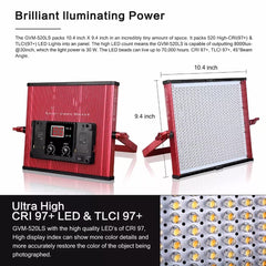 LED Video Light Panel with Tripod – 3200K–5600K, Red