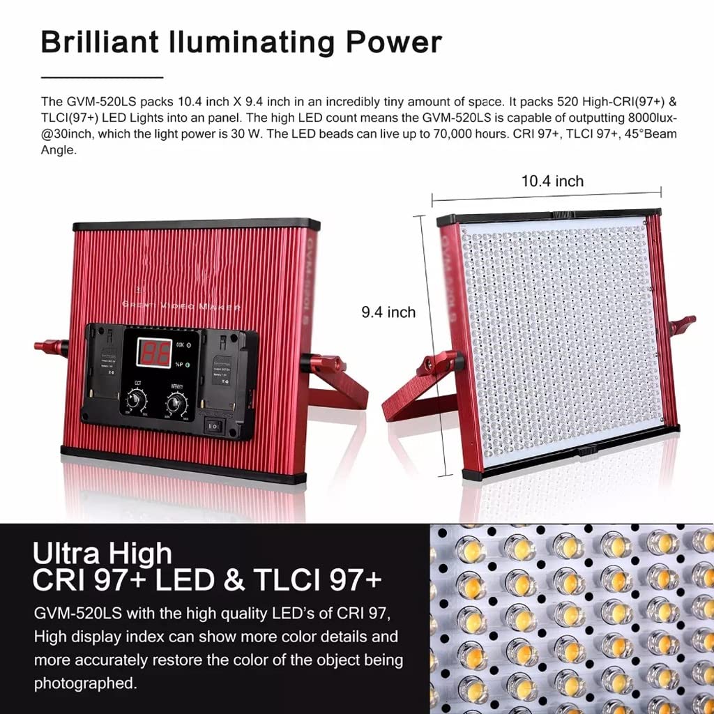 LED Video Light Panel with Tripod – 3200K–5600K, Red