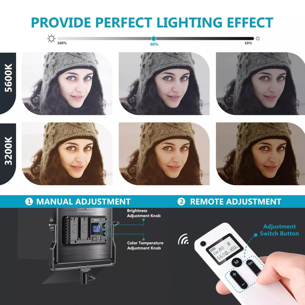 660 LED Video Light Kit – Dimmable Panels with Remote & Stands, 2-Pack