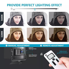 660 LED Video Light Kit – Dimmable Panels with Remote & Stands, 2-Pack