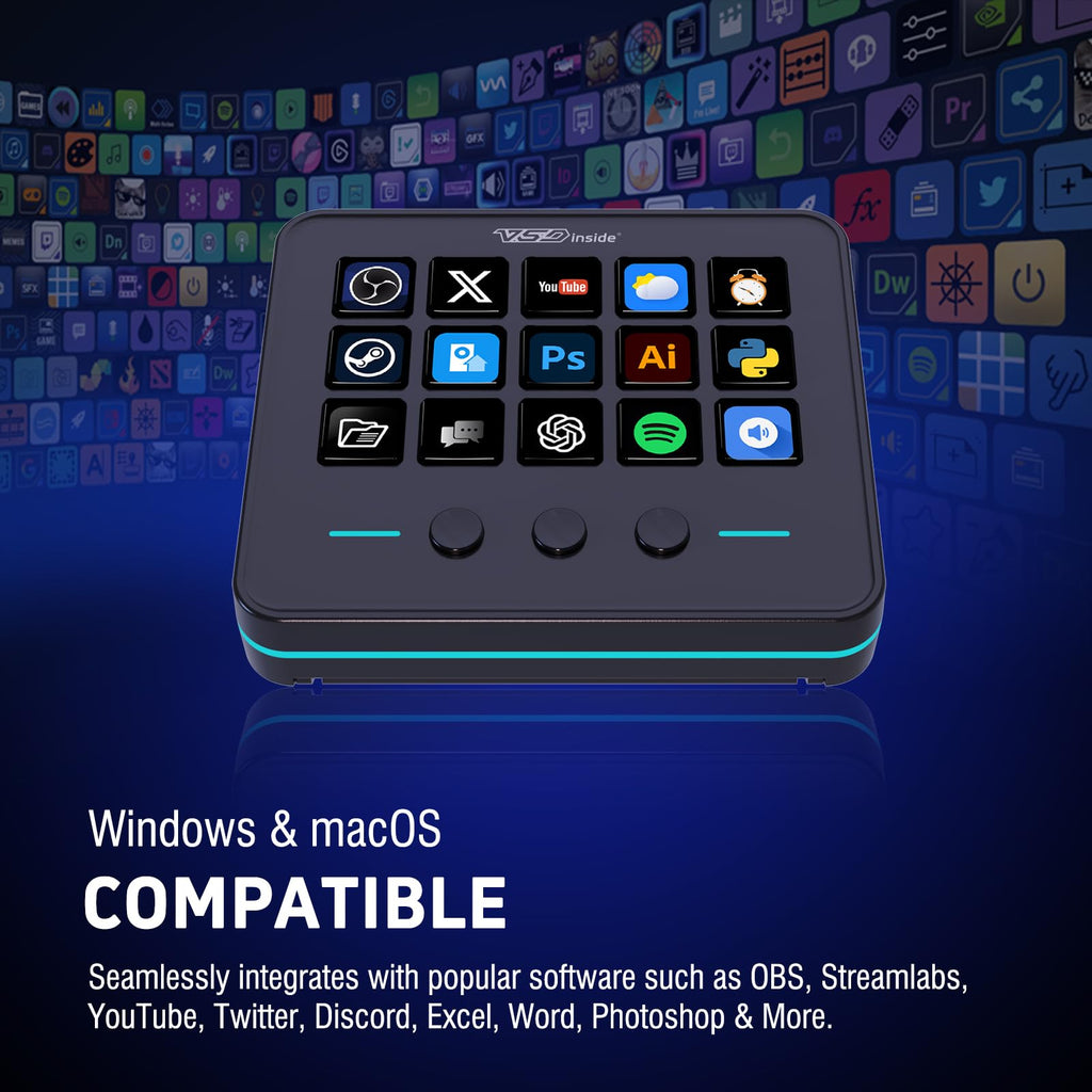18-Key Stream Control Deck – Programmable Macro Keypad with Custom Display