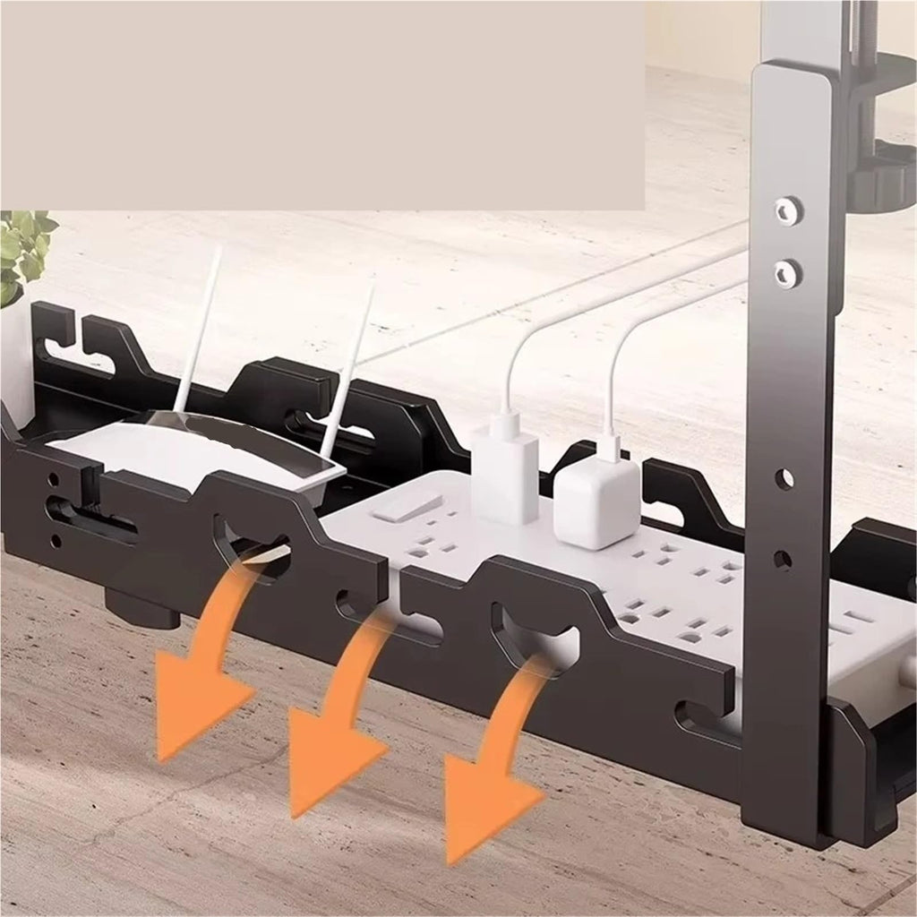 No-Drill Metal Under-Desk Cable Tray – Adjustable 40–74 cm