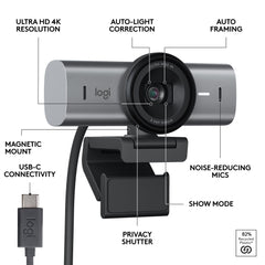 4K Ultra HD Streaming Webcam – 1080p 60FPS, Graphite, 4-Pack