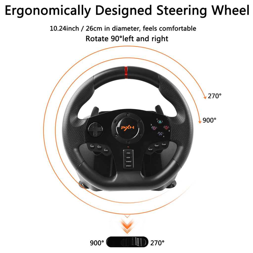 270°/900° Racing Wheel & Pedals – Multi-Platform Compatible