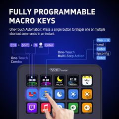 18-Key Stream Control Deck – Programmable Macro Keypad