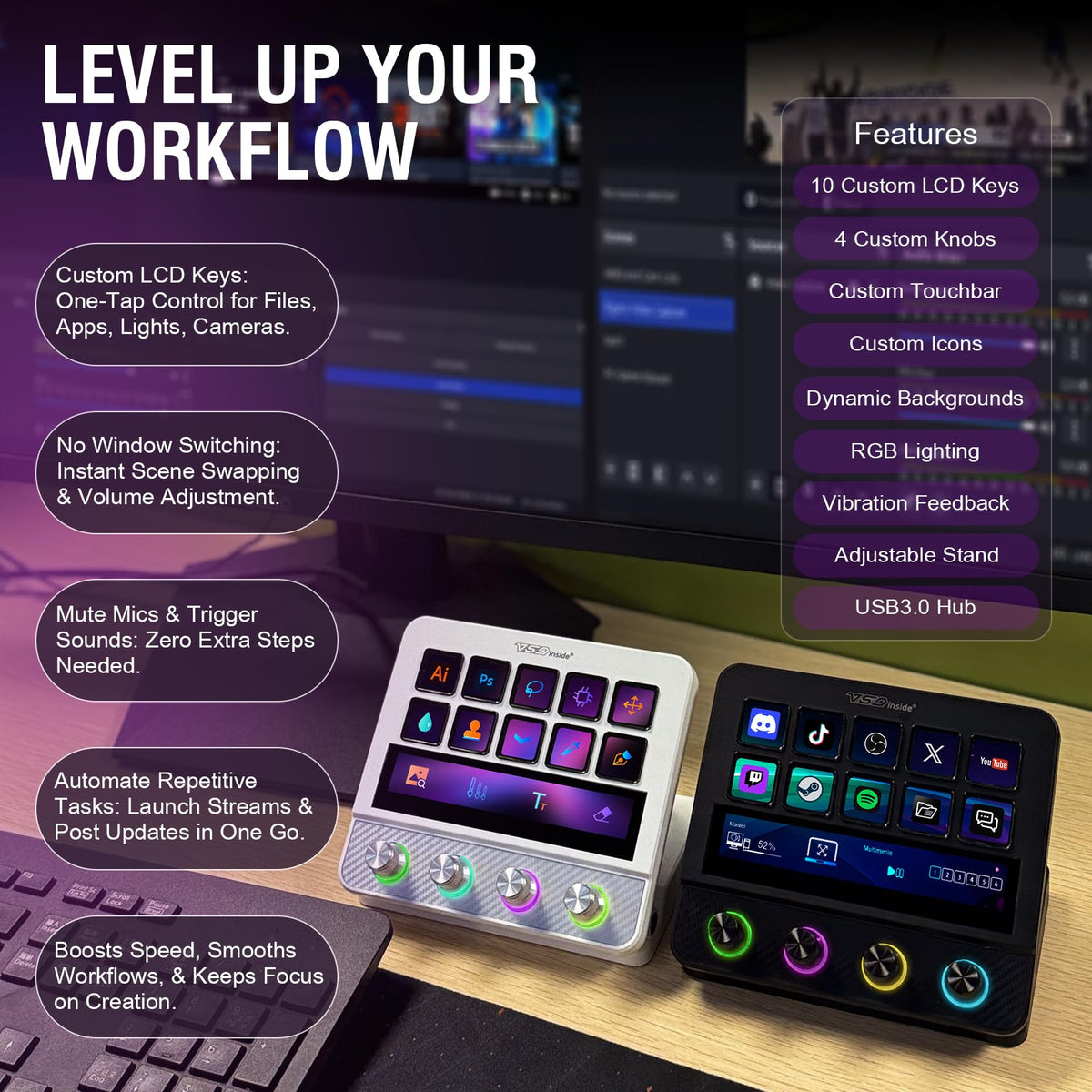 Stream Control Macro Pad – Programmable Keys & Audio Mixer