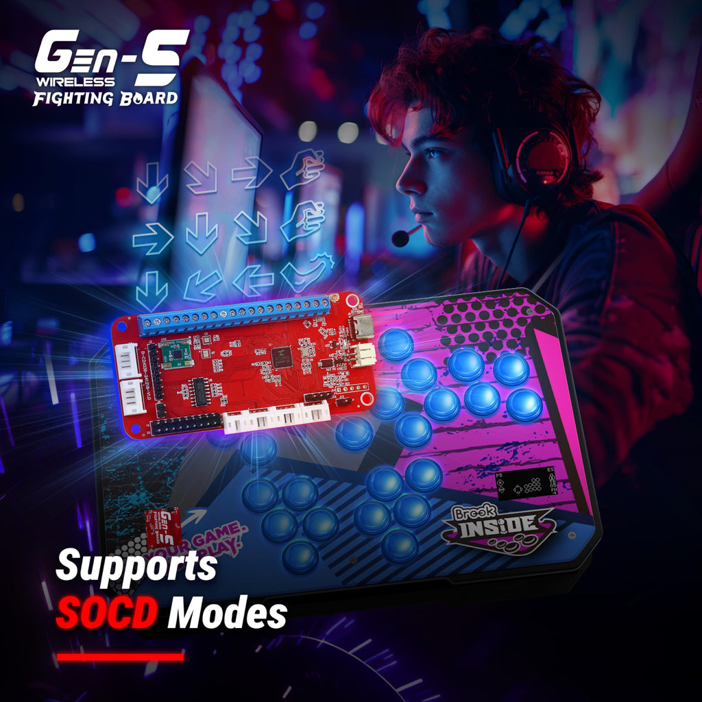 Wireless Fighting Game Controller Board – Low Latency, Turbo, Macro & RGB
