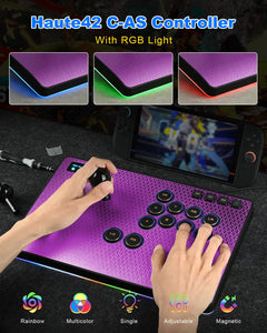Leverless RGB Arcade Controller – Magnetic Switches, Aluminum, Purple