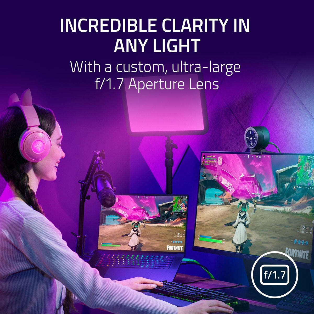 4K Webcam – Large Sensor, Auto Light Correction & Built-In Mic