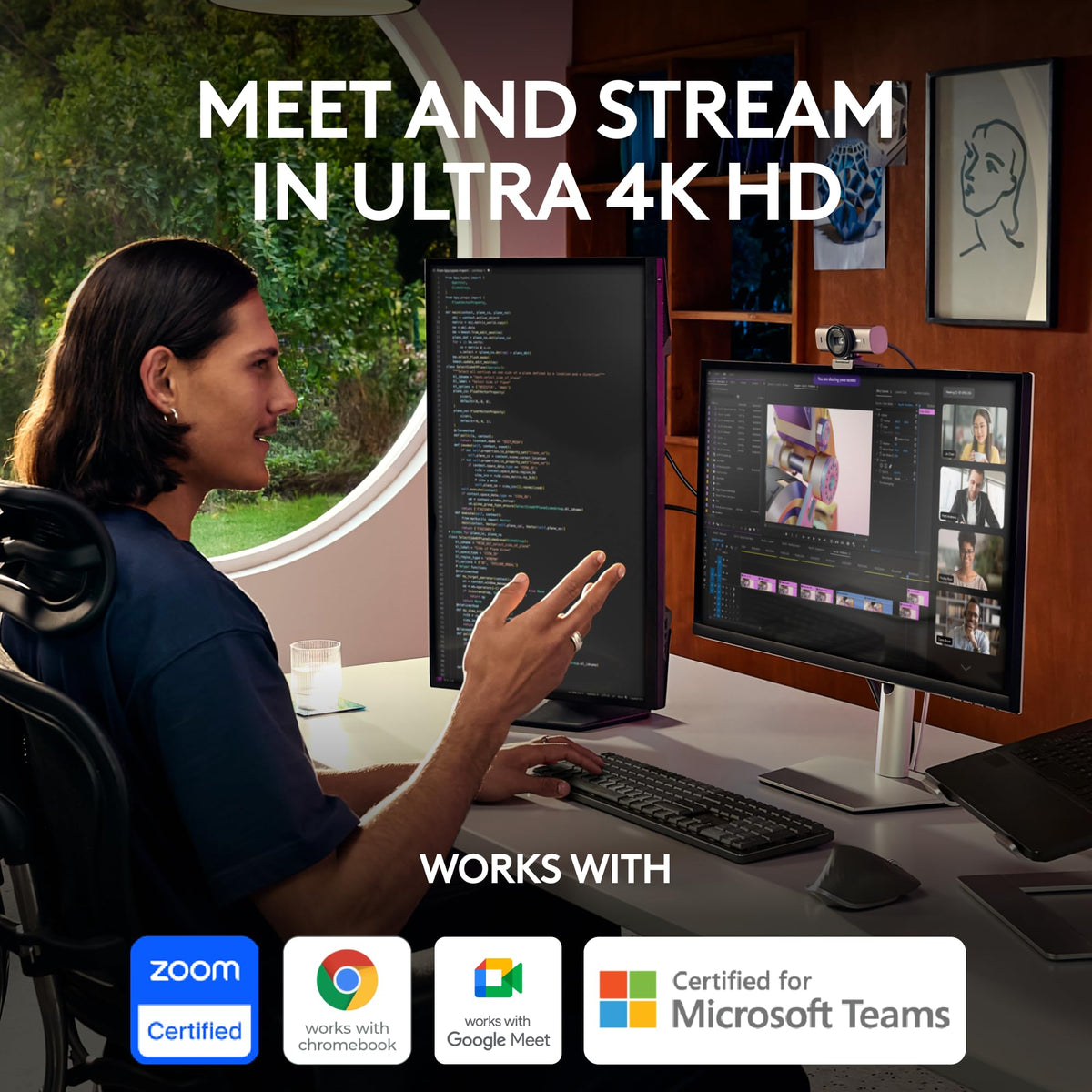 4K Ultra HD Streaming Webcam – 1080p 60FPS, Graphite, 4-Pack